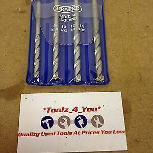 New Draper 4 Piece Masonry Drill Bit Set For No.8, 10, 12 & 14 Gauge Screws (v)