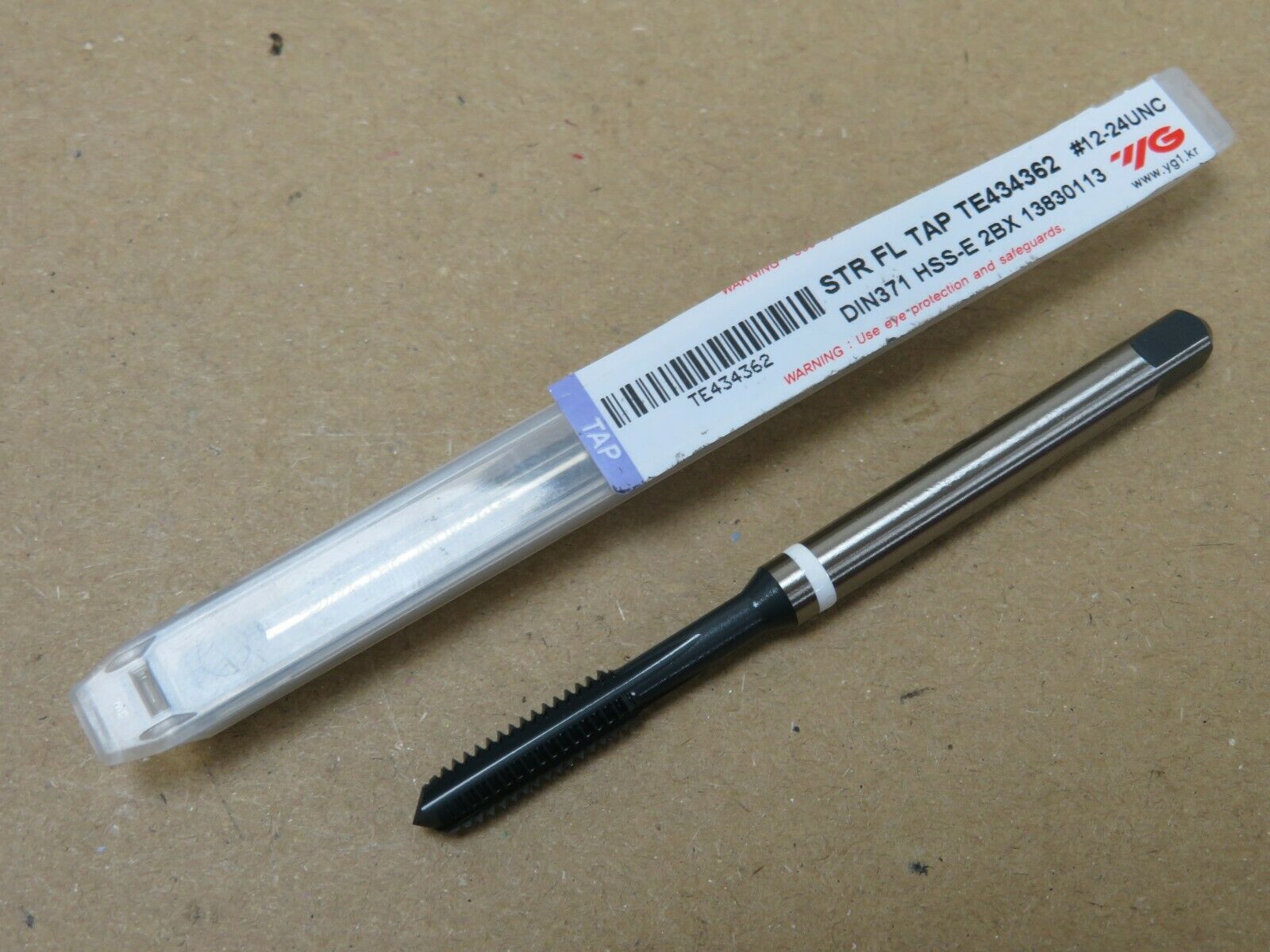 YG1 No.12 x 24TPI UNC HSSE Straight Flute Machine Tap for Cast Iron - TE434