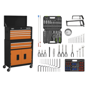 American PRO® Topchest & Rollcab Combination 6 Drawer with 170pc Tool Kit - Orange/Black